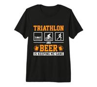 Triathlon and Beer is Keeping Me Sane Cycling Run Jog Swim Premium T-Shirt