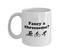 Triathlon Coffee Mug - Funny Triathlon Gift - Triathlete Present - Fancy A Threesome?