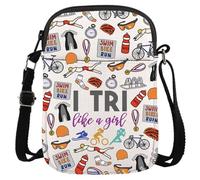 Triathlon Gift Swim Bike Run Gift Triathlete Inspirational Gift I Tri Like A Girl Zipper Makeup Bag Gift for Triathlon Lover (Tri Like Girl CR EU)
