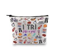 Triathlon Gift Swim Bike Run Gift Triathlete Inspirational Gift I Tri Like A Girl Zipper Makeup Bag Gift for Triathlon Lover (Tri Like Girl Bag EU)
