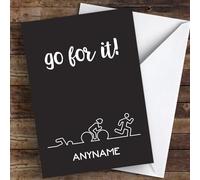 Triathlon Line Style Go For It Personalised Good Luck Card - Personalised Good Luck Card, Sending Luck, Custom Good Luck Card