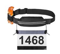 Triathlon Race Number Band Running Belt Sports Belt Waist Bag for Mobile Phone Reflective Waterproof with Bum Bag Adjustable 4 Gel Holders for Jogging Marathon Mountaineering
