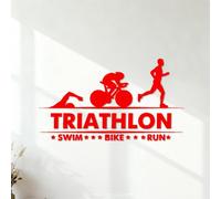 Triathlon Swim Bike Run Athlete Sports Wall Decals Removable Without Leaving Glue 35x62.3cm Red