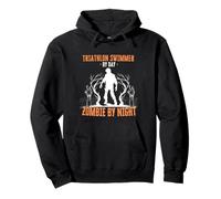 Triathlon Swimmer by Day Zombie Night Triathlete Halloween Pullover Hoodie