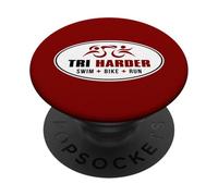 Triathlon TRI HARDER Triathlete Swim Bike Run Endurance PopSockets Adhesive PopGrip