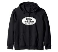 Triathlon TRI HARDER Triathlete Swim Bike Run Endurance Zip Hoodie