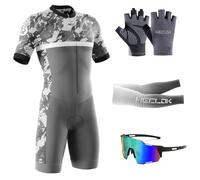 Triathlon Tri Suit-Men's Cycling Skinsuit Triathlon Speedsuit Trisuit Short Sleeve Speedsuit-Quick Dry,One Piece Bodysuit for Bicycle Training,Outdoor Biking Race,Riding Sport (TYP-4,3XL)