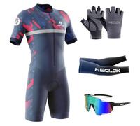 Triathlon Tri Suit-Men's Cycling Skinsuit Triathlon Speedsuit Trisuit Short Sleeve Speedsuit-Quick Dry,One Piece Bodysuit for Bicycle Training,Outdoor Biking Race,Riding Sport (TYP-2,L)
