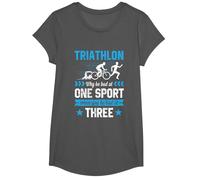 Triathlon Why Be Bad at One Sport Be Bad at Three Tshirt T-Shirt, Girls, Asphalt Grey, Medium