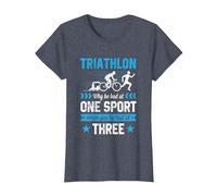 Triathlon Why Be Bad at One Sport Be Bad at Three Tshirt T-Shirt, Women, Heather Blue, Medium