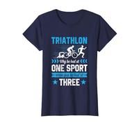 Triathlon Why Be Bad at One Sport Be Bad at Three Tshirt T-Shirt, Women, Navy Blue, Large
