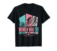 Triathlon Women WHO TRI Triathletics Funny Triathlete T-Shirt