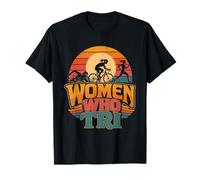 Triathlon Women WHO TRI Triathletics Funny Triathlete T-Shirt