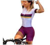 Triathlon Women's One-Piece Tri-Suit, Gel Padded Bicycle Suit With Pockets, Summer Cycling Clothing (10,S)
