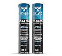 TRIAX Atlas 600 - Full Synthetic Calcium Sulfonate Grease NLGI-2 GC-LB - Waterproof - High Temp 232°C - Extreme Duty EP Grease for Wheel Bearings Trailer Hubs Marine & Industrial Use 2x400 g Cartridge