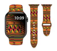 Tribal African American Black History Juneteenth Watch Bands Compatible with Apple Watch 42mm 44mm 45mm 49mm for Women Men Silicone Wristbands Strap Replacement for IWatch Series SE 8 7 6 5 4 3 2 1