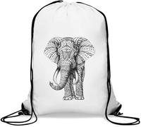 Tribal African elephant tusks art Gym Sack Casual Drawstring Bag White