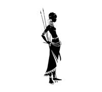 Tribal African Woman Wall Decal Africa African Style Afro American Vinyl StickerWaterproof Self-adhesive-S-21x75cm-Black