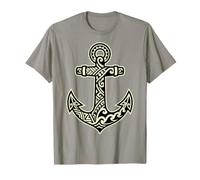 Tribal Anchor Polynesian Nautical Ocean Wave Sailor Tattoo T-Shirt