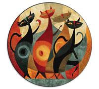 Tribal Art Primitive Art of Dancing Cats Jigsaw Puzzles. 1000pcs (67.5x67.5cm) Whimsical Challenge Toy for Educational Games Gifts