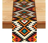 Tribal Art Print Linen Like Table Runner for Dining Table, Coffee Table and Home Party Decoration