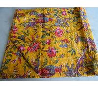 Tribal Asian Textiles Hand Made Bird Print King Size Kantha Quilt, Kantha Blanket, Bed Cover, King Kantha bedspread, Bohemian Bedding Kantha Size 90 Inch x 108 Inch 030