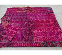 Tribal Asian Textiles Indian Handmade Reversible Patola Silk Bedspread Vintage Throw Kantha Queen Quilt, Multi Color Kantha Quilt, Kantha Rallies, Indian Sari Quilt, Colorful Design Handmade Kantha Silk Patola, Throw Kantha Blanket, 90x108 Inch