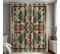 Tribal Aztec Curtains for Bedroom Living Room, Ethnic Native American Blackout Curtains Eyelet 90 Drop 2 Panels, Patterned Window Drapes, Home Decor 90x90 Inch B-D140