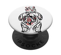 Tribal Bear Standing Red Black White Design PopSockets Adhesive PopGrip