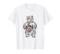 Tribal Bear Standing Red Black White Design T-Shirt