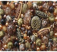 Tribal Bronze Copper Acrylic Bead Jewellery Making Starter Beads Mix Set- 80g