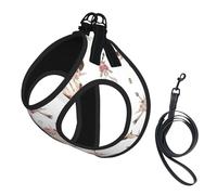 Tribal Bull Skull On White Print Dog Harness Small Sized And Leash Set, Step In Soft Light Puppy Vest Breathable Mesh Pet Harness