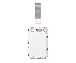 Tribal Bull Skull On White Print Id Card Holder,Badge Holder with Lanyard,Work Pass Protector for Office Staff School Nurse