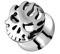 Tribal Bunning Skull 316L Surgical Steel Internal Threaded Double Flared Flesh Tunnel Ear Piercing - Sold by Piece