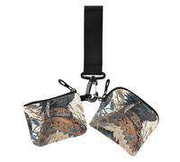 Tribal Cat Pattern Vibrant Colors Dual Coin Purse Credit Card Holder Wallet Slim Detachable Identity Card Protector with Wristlet Strap for Ladies 2 Packs, tribal cat pattern vibrant colors, One Size