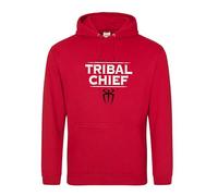 Tribal Chief Inspired Red X-Large Hoodie for Men and Women - Unisex Pullover Sweatshirt with Warrior Design - Cozy Cotton Blend - Streetwear Hoodie with Bold Graphic Print - Casual Long Sleeve