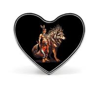 Tribal Chief & Wolf Funny Lapel Pins Heart Button Brooch Badge Pin Hat Clothes Bag Jewelry for Men Women