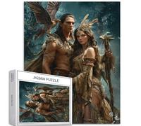 Tribal Couple 1000 Piece Jigsaw Puzzles for Adults Dark Fantasy Style Art Puzzle Challenging Family Activity Games Colorful DIY Craft Puzzle for Home Decor Gifts 20" ×27"