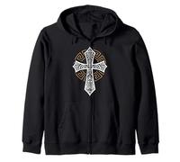Tribal Cross Crucifix Religous Christian Catholic Zip Hoodie