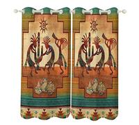 Tribal Culture Blackout Curtains African Native Eyelet Curtains for Living Room Bedroom, Grommet Top Thermal Insulated Window Treatments (140 x 160cm)