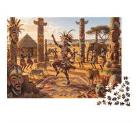 Tribal Dance Jigsaw Puzzles 1000 Piece Recyclable Material African Elements Puzzle for Adults Great Gift Idea Fun Family Gaming Time Activity 38x26cm/1000pcs