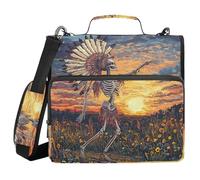 Tribal Dancing Human Skeleton Oilpainting 1.5-Inch 3-Rings Binder with Extra Pockets with Shoulder Strap Waterproof Document Binder Organizer for Middle School