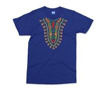 Tribal Dashiki Graphic T-Shirt - Kids 11-13 - Blue - Traditional Print South African Gifts - Tribal Art Cotton T-Shirt for Unisex - African Spirit Dashiki Graphic Tee