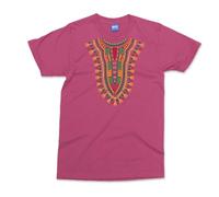 Tribal Dashiki Graphic T-Shirt - Kids 11-13 - Pink - Traditional Print South African Gifts - Tribal Art Cotton T-Shirt for Unisex - African Spirit Dashiki Graphic Tee
