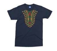 Tribal Dashiki Graphic T-Shirt - Kids 5-6 - Navy - Traditional Print South African Gifts - Tribal Art Cotton T-Shirt for Unisex - African Spirit Dashiki Graphic Tee