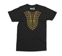 Tribal Dashiki Graphic T-Shirt - Kids 7-8 - Black - Traditional Print South African Gifts - Tribal Art Cotton T-Shirt for Unisex - African Spirit Dashiki Graphic Tee