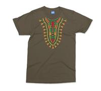 Tribal Dashiki Graphic T-Shirt - Men - 2XL - Green - Traditional Print South African Gifts - Tribal Art Cotton T-Shirt for Unisex - African Spirit Dashiki Graphic Tee