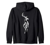 Tribal Deer Black White Design Zip Hoodie