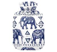 Tribal Elephant Hot Water Bottle with Soft Cover Hot Water Bag for Foot Bed Warmer Pain Relief Small