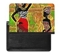 Tribal Ethnic Dark-skinned Woman African landscape Elephant Orange Women's Passport Protector, Men's Passport Protector, PU Travel Passport Protector for Women Men Worker 5.8 x 3.9 x 0.4 inch